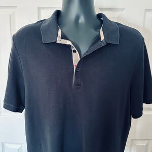 Burberry Black Polo Shirt with Check Collar